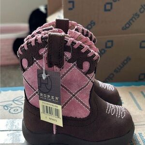 Roper Baby Pink and Brown Western Boots